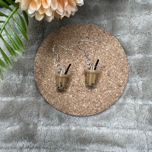 Boba Tea Dangle Earrings - Picture 1 of 3